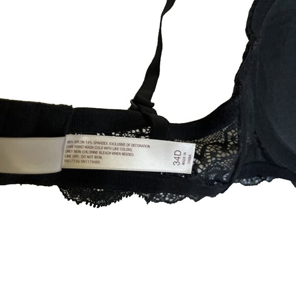 Gilligan & O'Malley Black Push-up Bra 34D Underwire Lace Padded - Picture 11 of 12